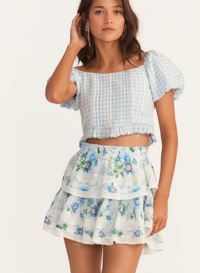 Love Shack Fancy- Ruffle Mini Skirt- Blueberry Cloud