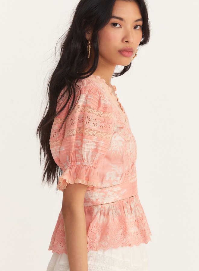 Love Shack Fancy- Annalee Top- Coral Romance