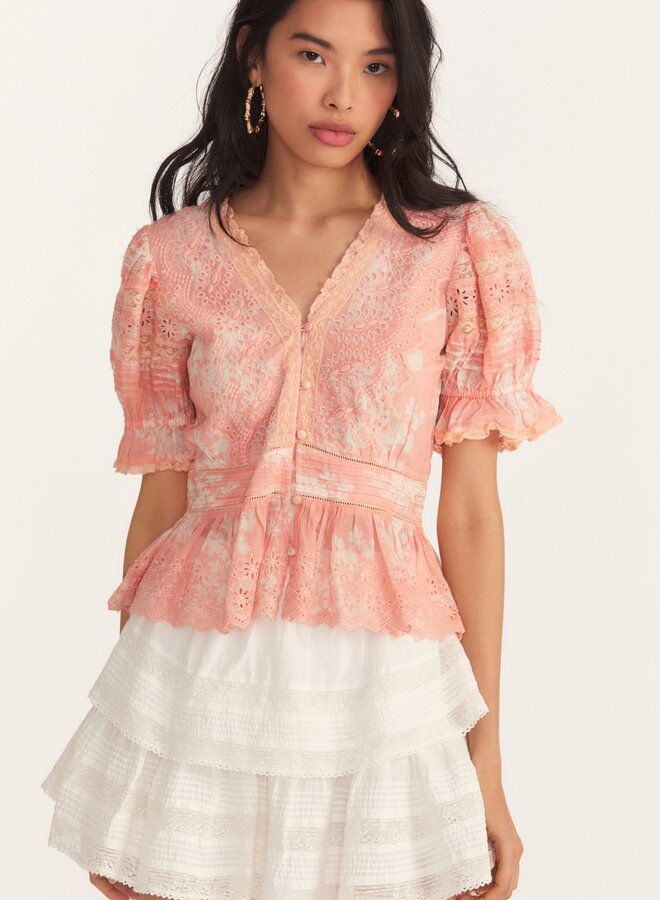 Love Shack Fancy- Annalee Top- Coral Romance
