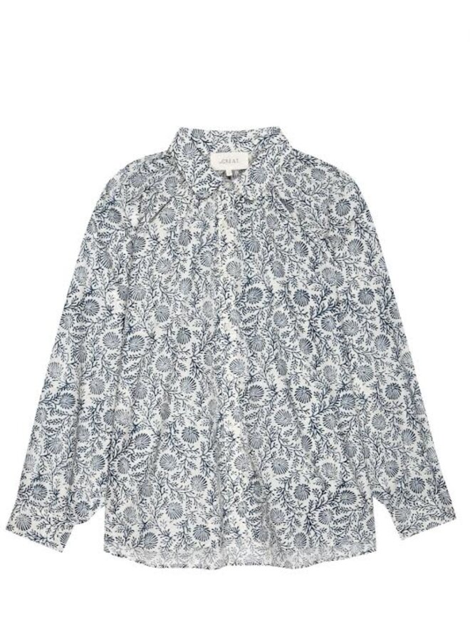 The Great- The Estate Button Up- Feather Grass Block Print
