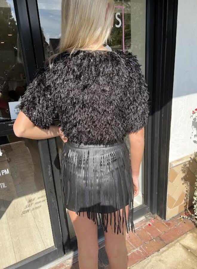 SHUG- Fancy Top- Black Feathers