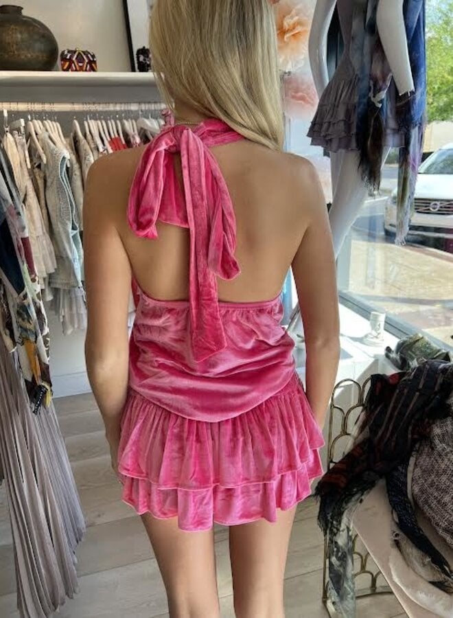 SHUG- Lala Skirt- Hot Pink Velvet