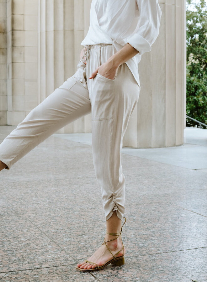 Natalie Busby- Slim Slouch Pant- Oyster