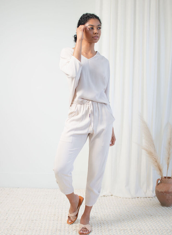 Natalie Busby- Slim Slouch Pant- Oyster