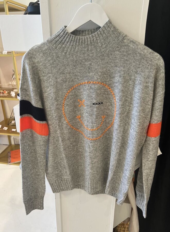 Brodie Cashmere- Smile Stripe Jumper- Super Grey