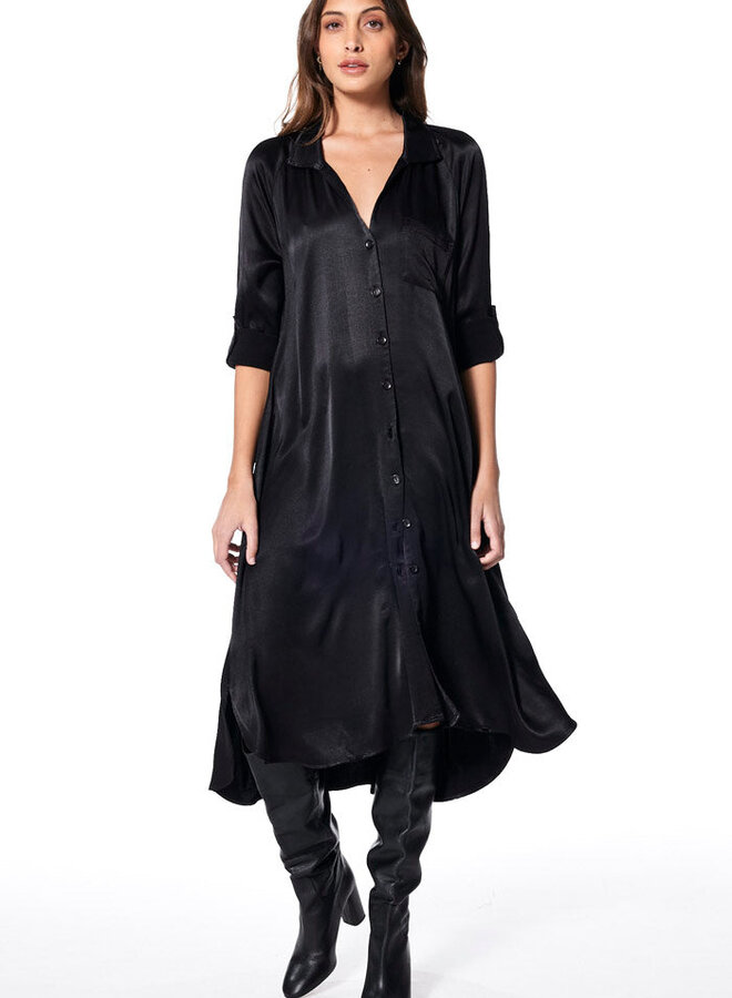 Young Fabulous & Broke- Scarlet Shirt Dress- Black Solid