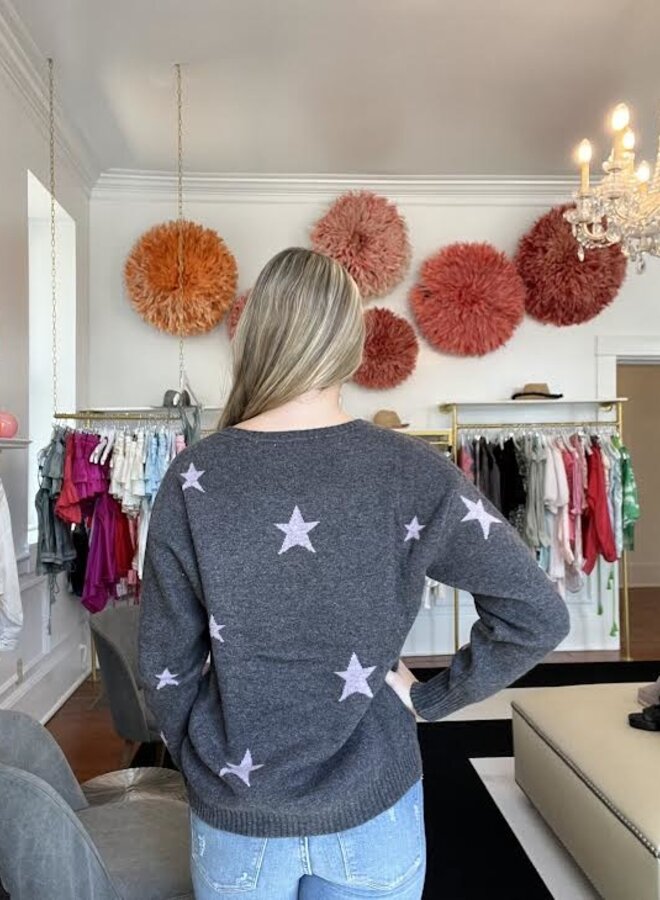 Zero Degrees Celsius- Stars Sweaters- Charcoal Lavender