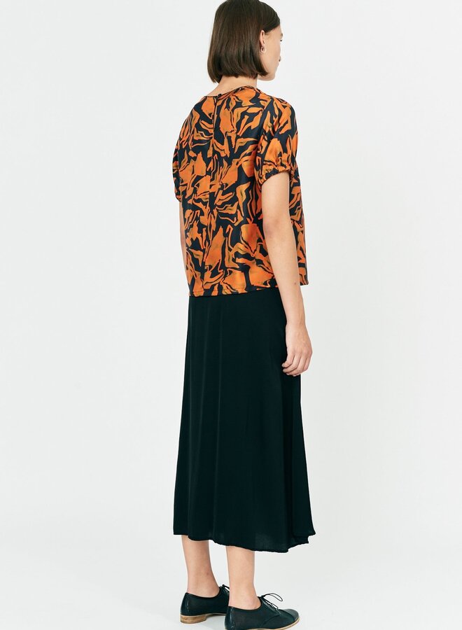 Raquel Allegra- Puff Sleeve Blouse- Painted Abstract