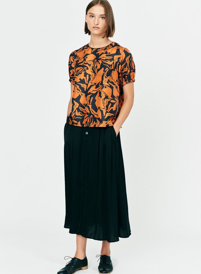 Raquel Allegra- Puff Sleeve Blouse- Painted Abstract