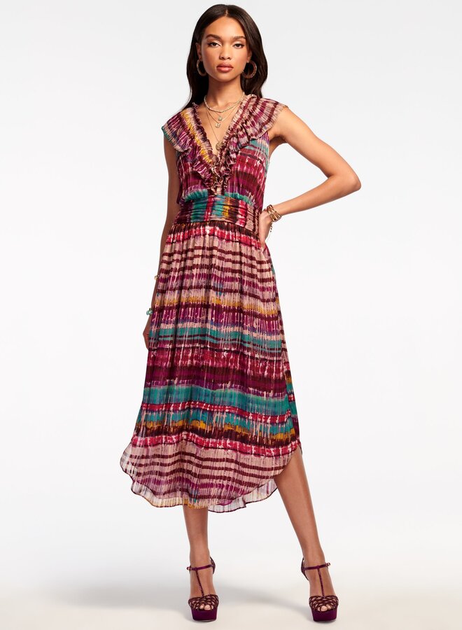 Ramy Brook- Harrison V Neck Midi Dress- Multi Combo