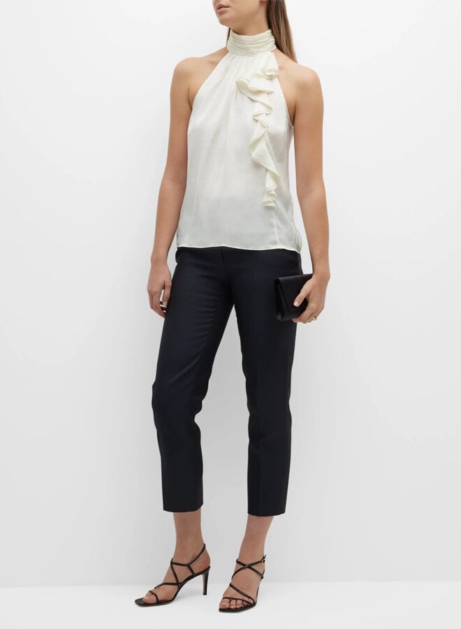 Ramy Brook- Justina High Neck Ruffle Tank Top- Ivory