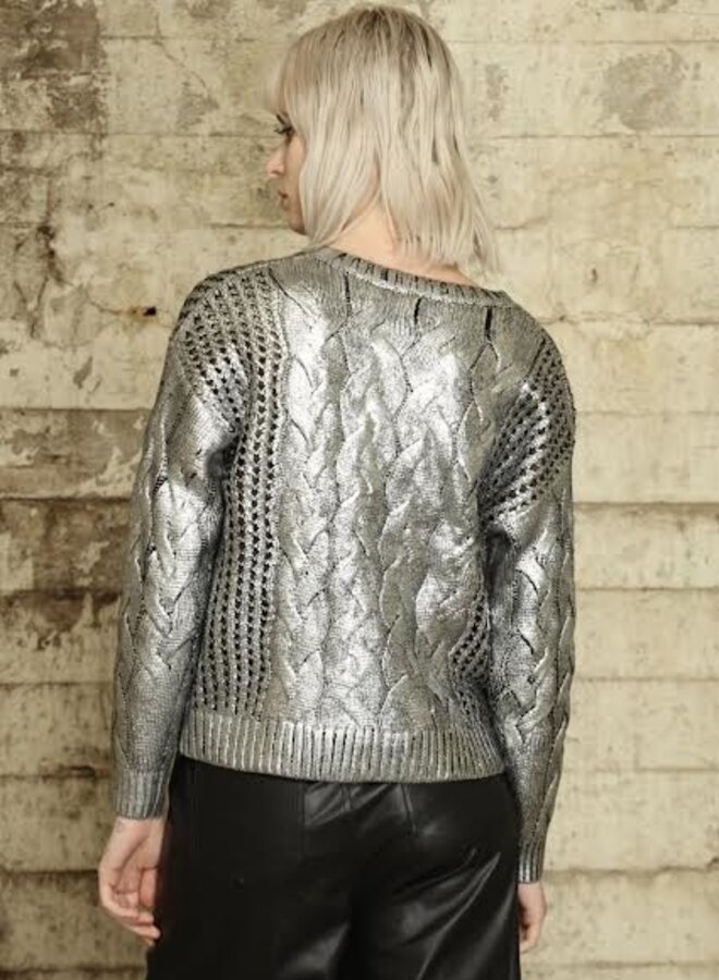Zero Degrees Celsius- Foil Cable Sweater- Silver