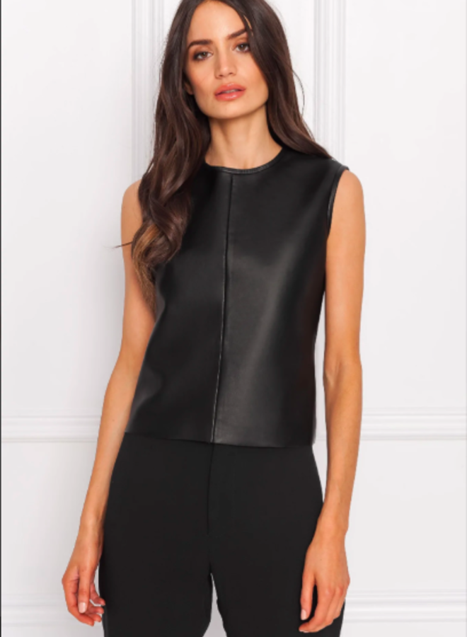 Lamarque- Sofia Fit Leather Shell Top- Black
