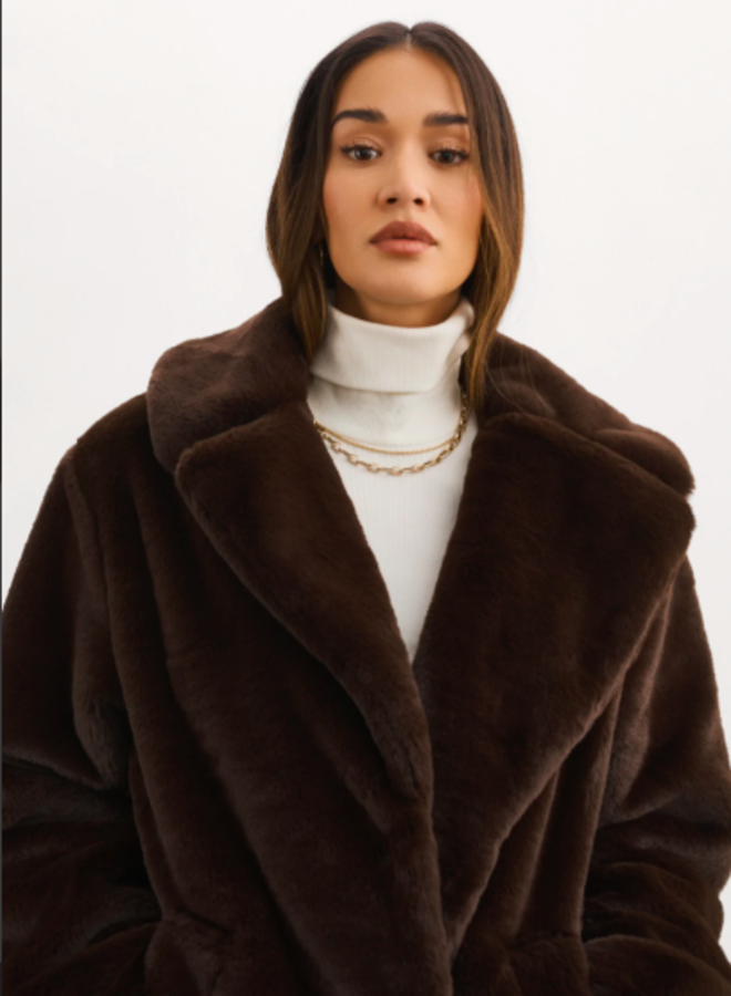 Lamarque- Linnea Faux Fur Coat- Bitter Chocolate