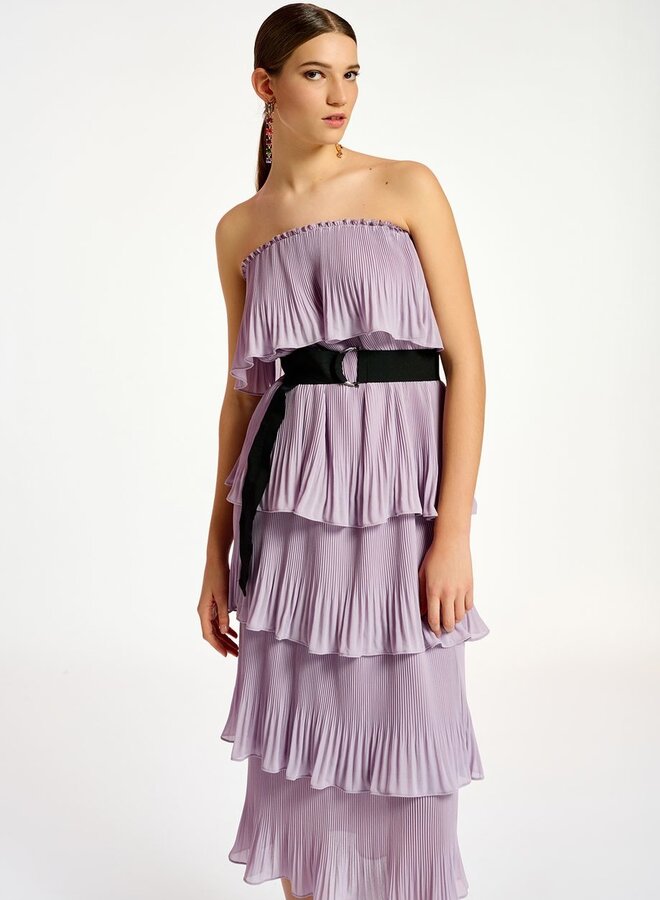 Essentiel Antwerp - Dewave Pleated Ruffle Dress - Carnaby