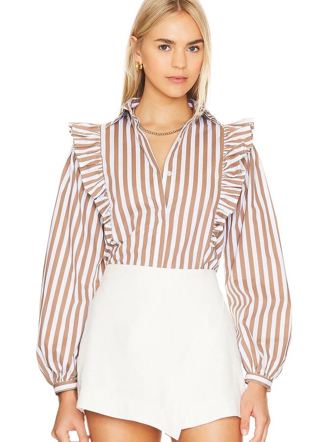 The Femm- Brooke Blouse- Brown Stripe
