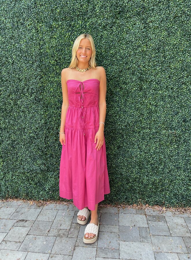 Karina Grimaldi- Malwa Pink Midi Dress- Rose