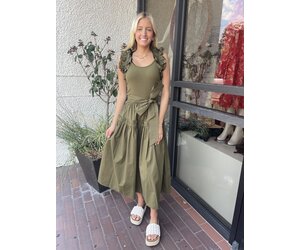 Karina Grimaldi Karina Grimaldi- Rafaela Solid Midi Dress- Army