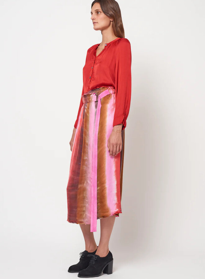 Raquel Allegra- Lotus Skirt- Pink Red Stripes