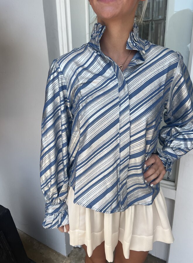 Koch- Phoebe Top- Silver Azure Stripe