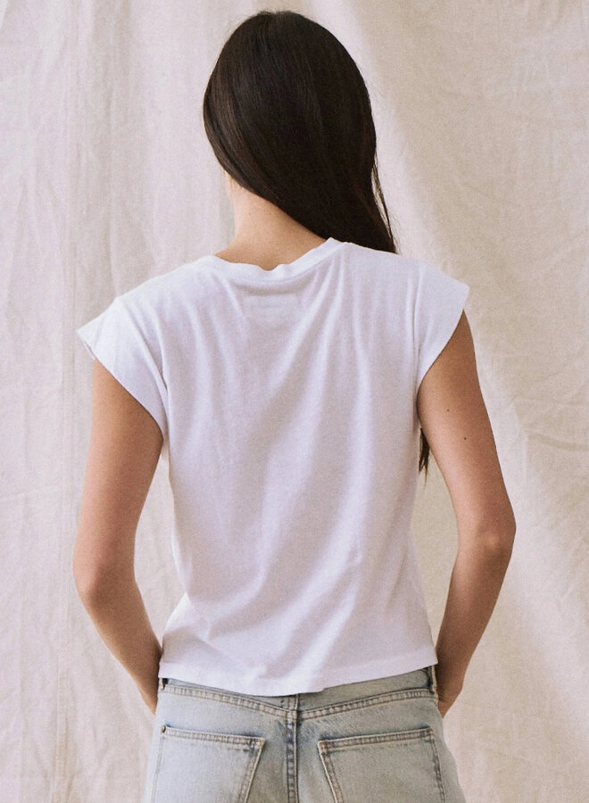 The Great- The Peak Shoulder Tee- True White