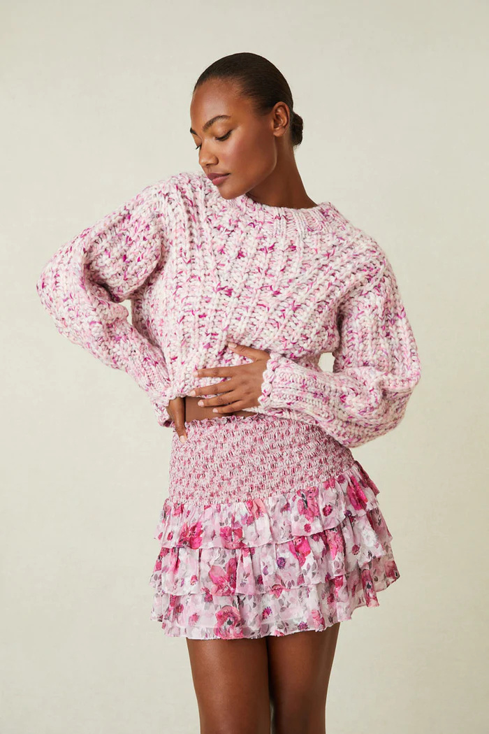 Love Shack Fancy- Indigo Skirt- Fancy Pink - Dukes Online