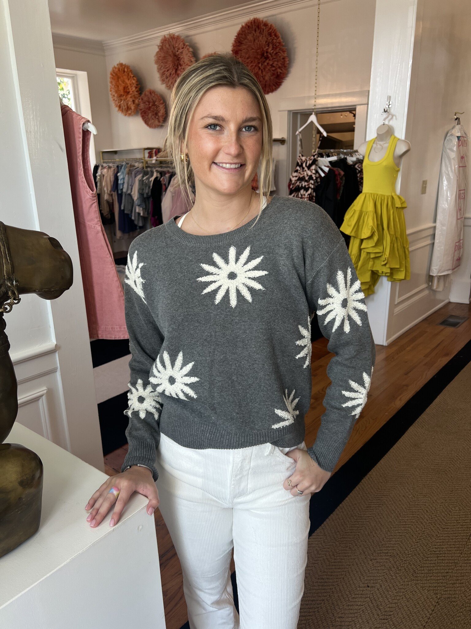 Miracle Flower Sweater for Women in Grey