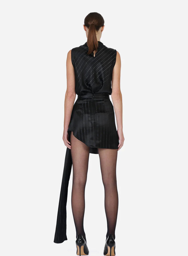 Nonchalant- Viola Mini Skirt- Black/Silver Stripes