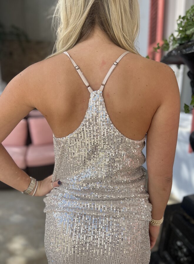 Young Fabulous & Broke- Pascale Sequin Top- Champagne