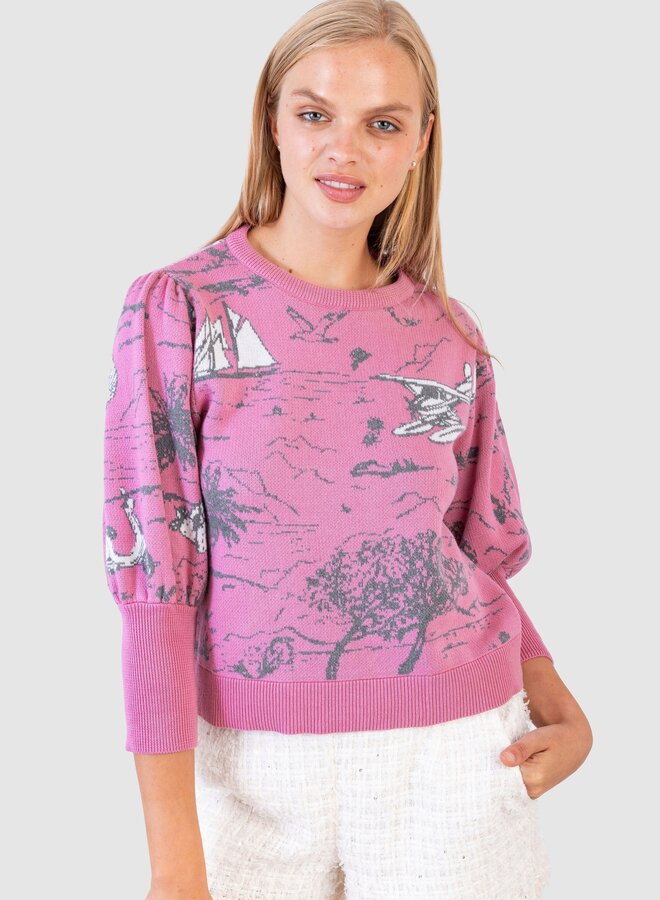 Koch- Madeline Sweater- Beach Toile Pink