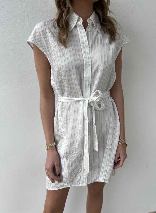 Saint Art- Talma Pinstripe Dress- White