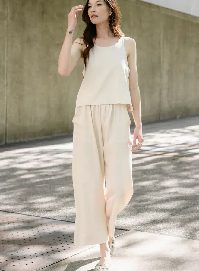 Natalie Busby- Wherever Cropped Pant- Ivory