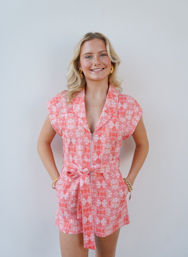 Shug- Roberta Romper- Pink/Orange