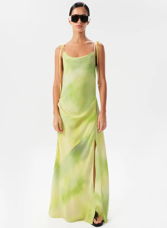 Maria Cher- Alagon Becca Long Dress- Lime Hue