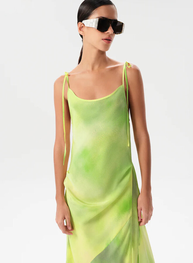 Maria Cher- Alagon Becca Long Dress- Lime Hue