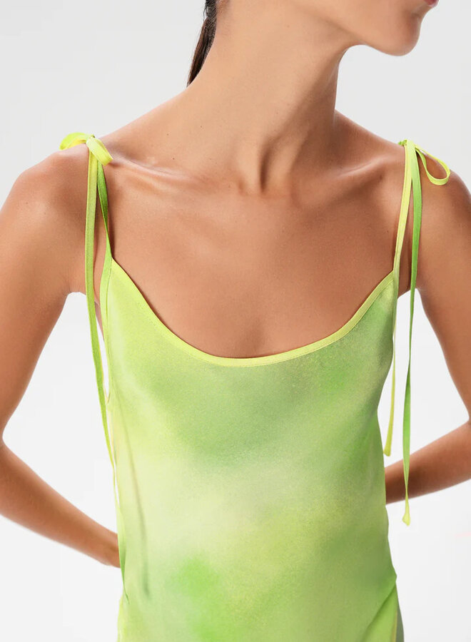 Maria Cher- Alagon Becca Long Dress- Lime Hue