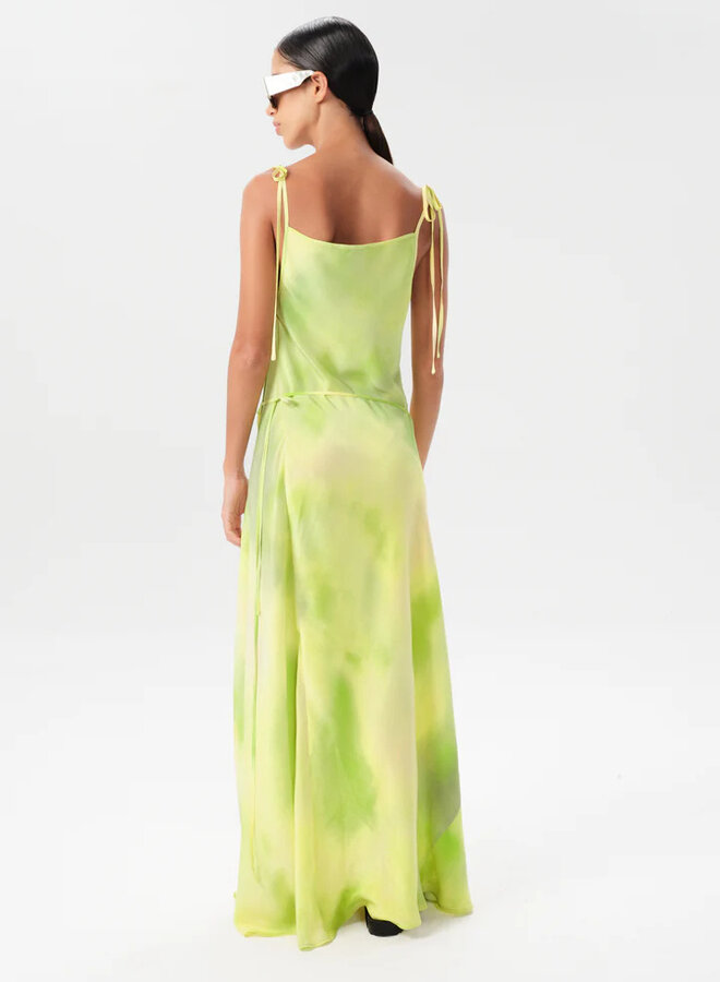 Maria Cher- Alagon Becca Long Dress- Lime Hue