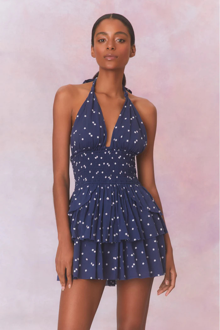 Love Shack Fancy Deanna Halter Dress Navy Nightfall Dukes Online