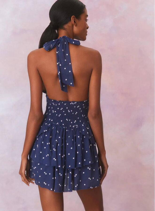 Love Shack Fancy- Deanna Halter Dress- Navy Nightfall