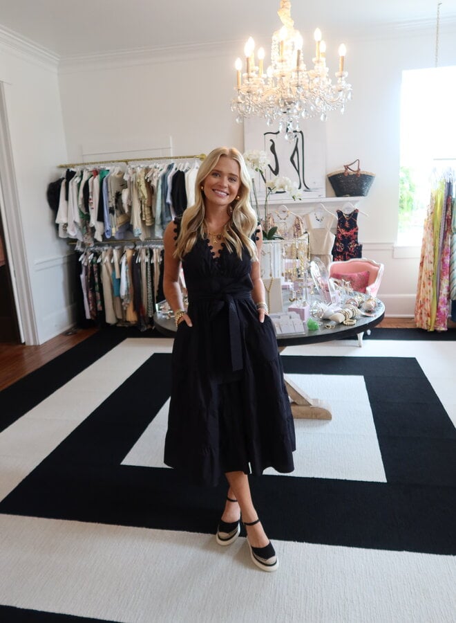 Scarlett Poppies- Santa Cruz Midi Dress- Onyx Black