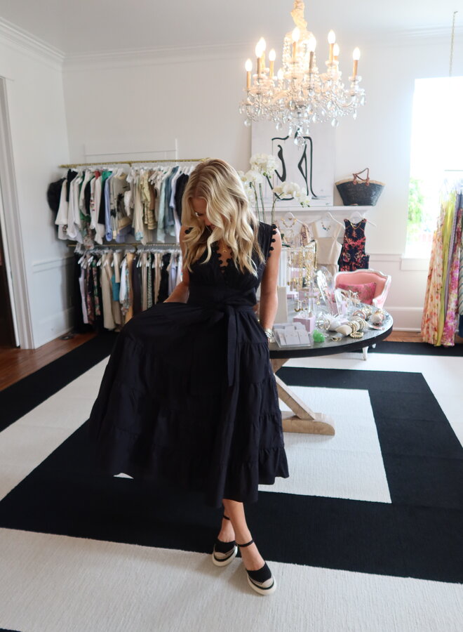 Scarlett Poppies- Santa Cruz Midi Dress- Onyx Black