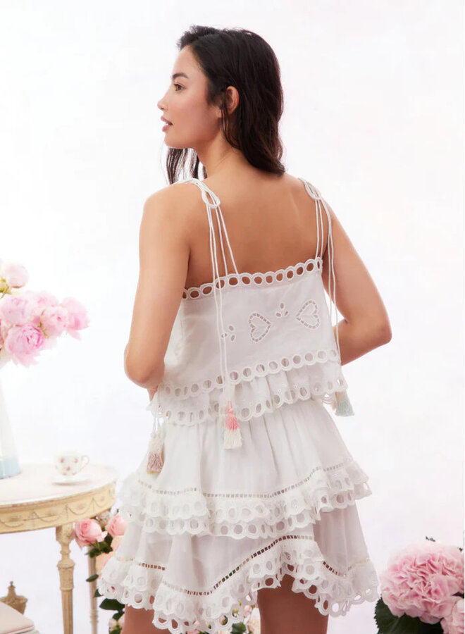 Love Shack Fancy- Dorene Skirt- Soft White