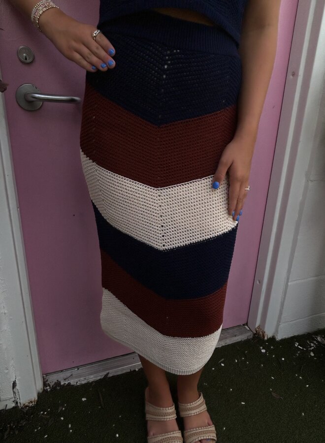 A.L.C.- Tia Skirt- Cacao/Shell/Navy