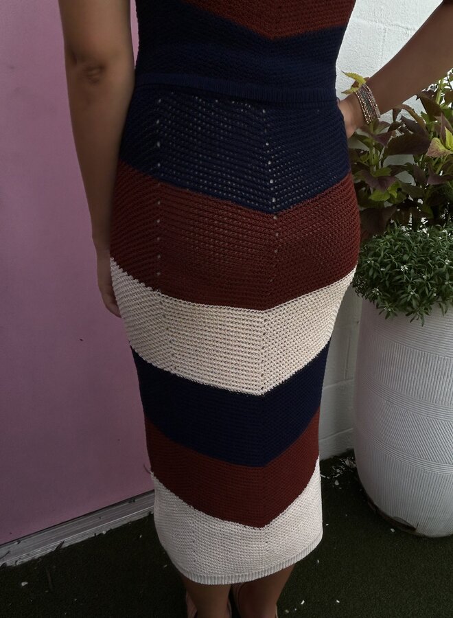 A.L.C.- Tia Skirt- Cacao/Shell/Navy