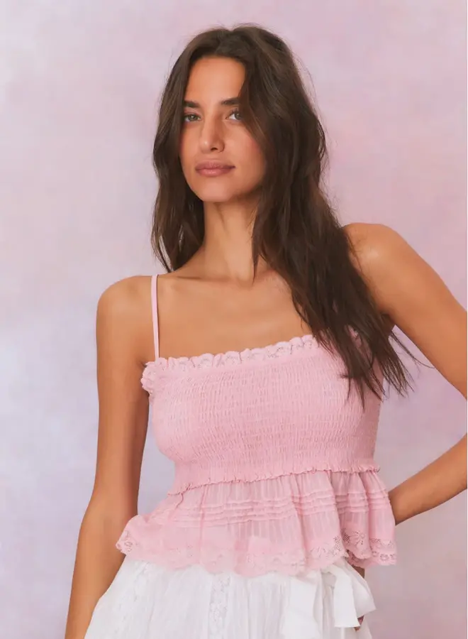 Love Shack Fancy- Marzenia Top- Cherry Pink