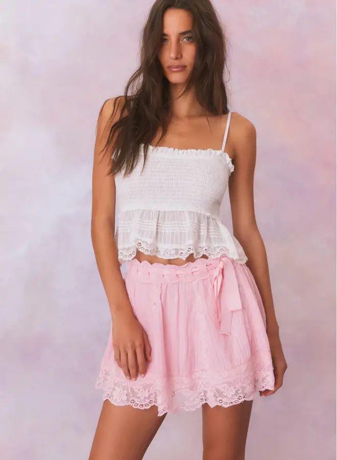 Love Shack Fancy- Matera Skirt- Cherry Pink