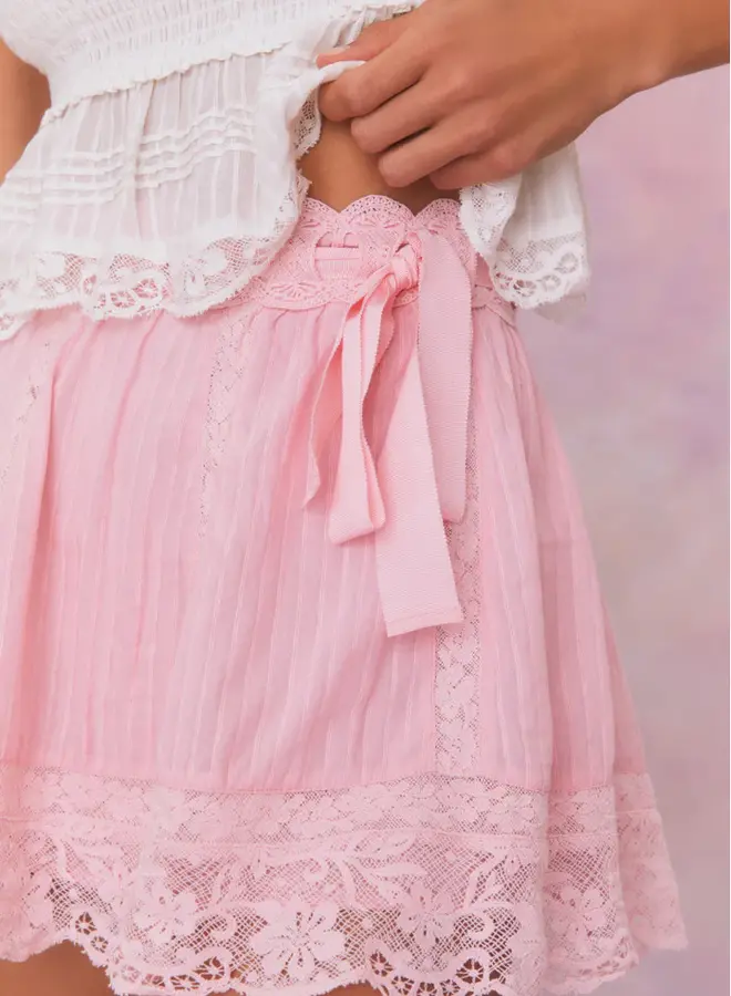 Love Shack Fancy- Matera Skirt- Cherry Pink