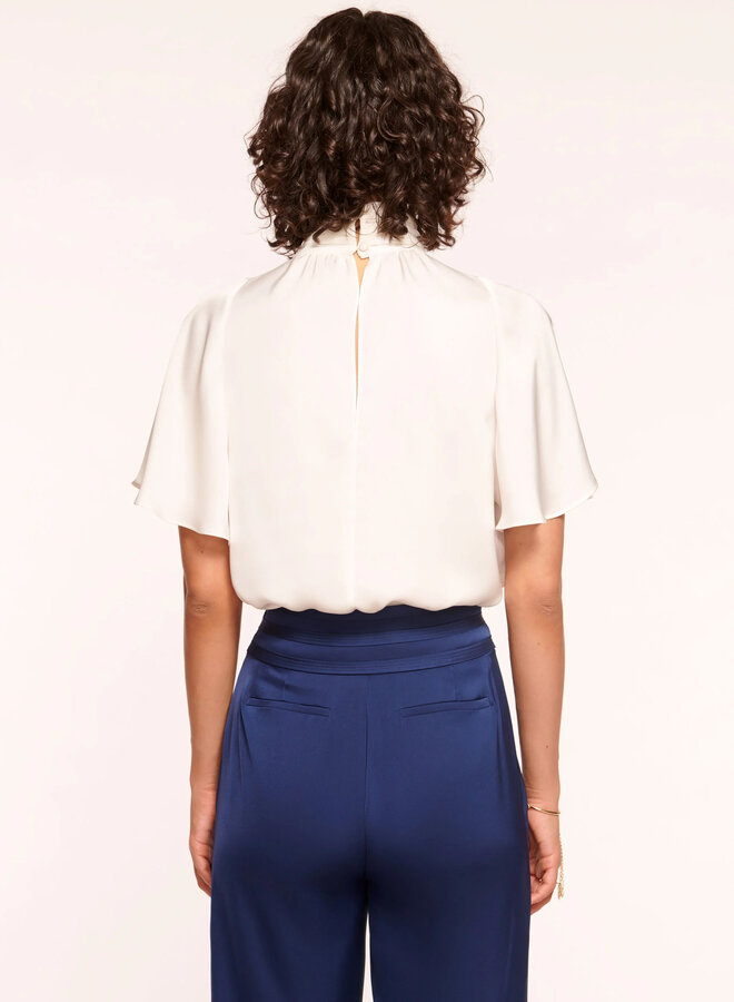 Ramy Brook- Freda Short Sleeve V-Neck Blouse- Ivory