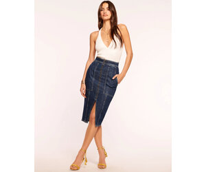 Ramy Brook- Marietta High-Waisted Denim Skirt- Dark Wash - Dukes