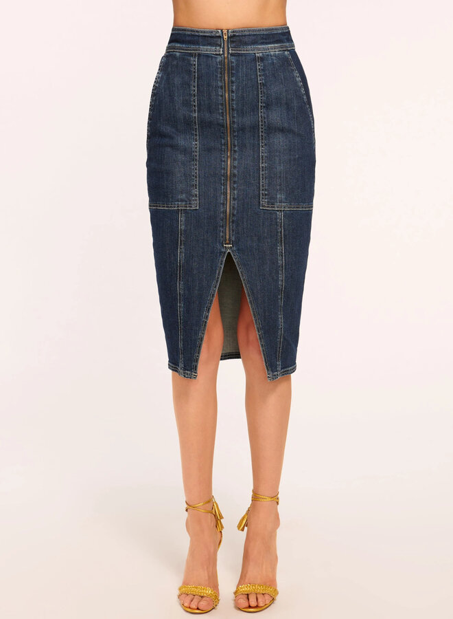 Ramy Brook- Marietta High-Waisted Denim Skirt- Dark Wash